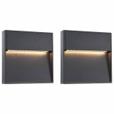 VidaXL Lămpi de perete LED de exterior, 2 buc., negru, 3 W, pătrat