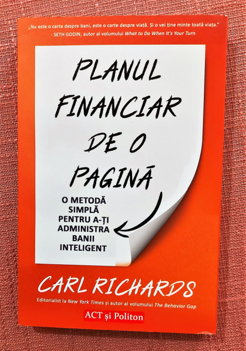 Planul financiar de o pagina. Editura ACT si Politon, 2020 - Carl Richards