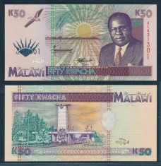 MALAWI █ bancnota █ 50 Kwacha █ 1995 █ P-33 █ UNC █ necirculata