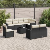 Cumpara ieftin Gossi set mobilier de gradina cu perne, 9 piese, negru, poliratan