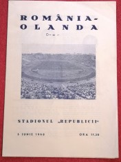 Program (RAR) meci fotbal ROMANIA-OLANDA (05.06.1968)primul meci contra Olandei foto