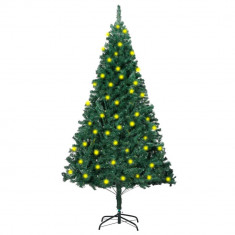 Brad de Crăciun artificial cu LED&ramuri groase, verde, 180 cm