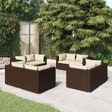 VidaXL Set mobilier de grădină cu perne, 8 piese, maro, poliratan