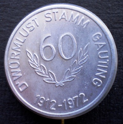 II.078 INSIGNA STICKPIN 60 D&amp;#039;W&amp;Uuml;RMLUST STAMM GAUTING 1912-1972 foto
