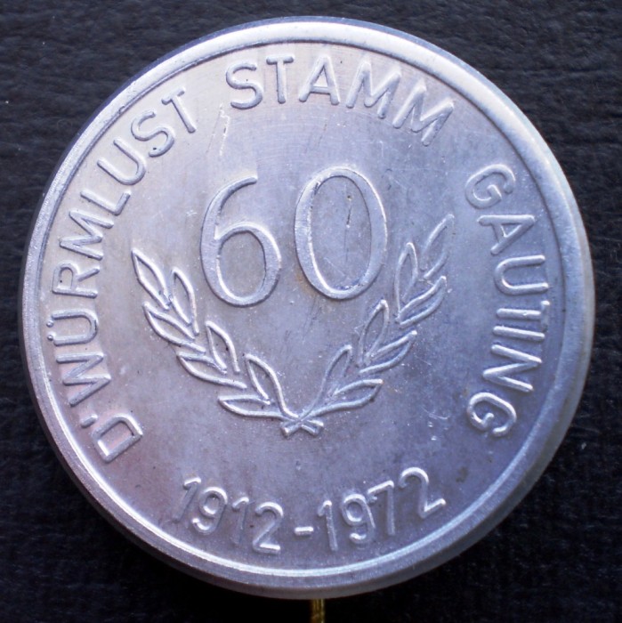 II.078 INSIGNA STICKPIN 60 D&#039;W&Uuml;RMLUST STAMM GAUTING 1912-1972