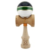 Jucarie de indemanare din lemn, Kendama X, Royal Spike Flippy, Super Sticky, 18 cm, Negru Verde, Gold Alb