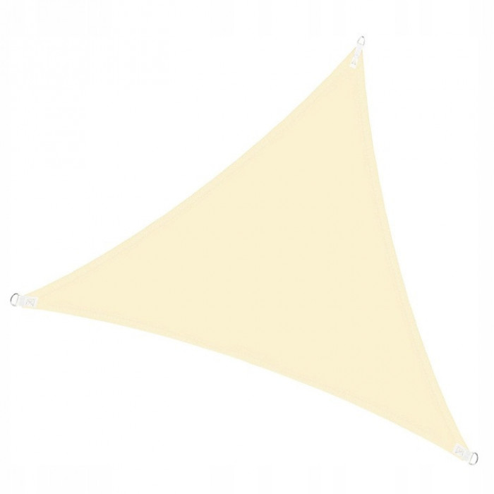 Copertina soare Springos, triunghiulara 5x5x5m, poliester 160g/m2, Ecru