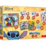 Joc de societate 8 in 1 cu carduri de memorie, puzzle și domino, Lilo &amp; Stitch, multicolor, din carton, CMCLASS