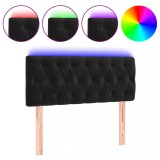 Cumpara ieftin Tablie de pat cu LED, negru, 100x7x78/88 cm, catifea