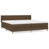 Cumpara ieftin Pat box spring cu saltea, maro inchis, 200x200 cm, textil