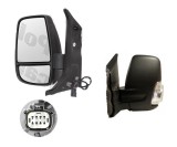Oglinda usa exterioara Ford Transit/Tourneo, 01.2014-, partea Stanga, reglare electrica; textil; incalzit; scurt; sticla convexa; geam cromat; rabata