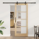 Ușă glisantă vidaXL cu set de accesorii 83x211 cm din lemn masiv de pin, Ușă interioară vidaXL cu sticlă &#039;ORKDAL&#039;83x211x4 cm din lemn masiv de pin
