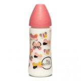 Cumpara ieftin Biberon cu debit dens, fluture roz, Fusion, 360 ml, Suavinex