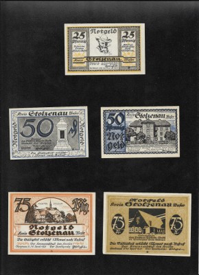 Set Notgeld 25 + 2 x 50 + 2 x 75 pf Stolzenau foto
