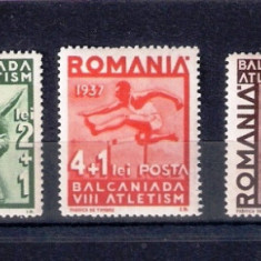 ROMANIA 1937 - BALCANIADA DE ATLETISM, MNH - LP 121