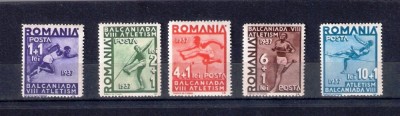 ROMANIA 1937 - BALCANIADA DE ATLETISM, MNH - LP 121 foto