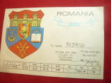 Ilustrata -Stema orasului Sibiu- Carte Postala pt. Radioamatori 1978, Circulata, Printata