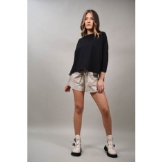 PANTALON SCURTI CU BUZUNARE APLICATE POSITANO Bej S-M