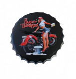 Cumpara ieftin Ceas de perete in forma de capac de bere, Harley Davidson, Metal, 40 cm, 540926X