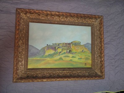 Pictura veche,colectie,tablou/rama lata,Superb pictat carton SEMNAT,Datat 43/34 foto