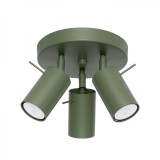 Lampă De Tavan Ring Verde Măsliniu Din Oțel Cu 3 Becuri Tub Moderne De Interior.