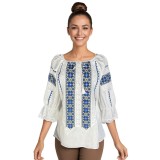 Bluza dama RFN 2 alb/albastru , marimea XL