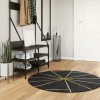VidaXL Covor lavabil, negru și auriu, &Oslash; 120 cm, anti-alunecare 136620