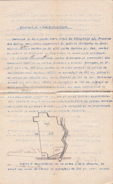A3339N Semnătura olografă a lui Alexandru Nicolescu, Guszt&aacute;v K&aacute;roly Majl&aacute;th, Romulus Mioc, Ludovic Bilinsky, 1924, act v&acirc;nzare teren Petroșani