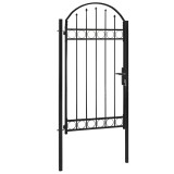 Cumpara ieftin Poartă de gard cu arcadă, negru, 100 x 250 cm, oțel