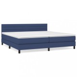 Cumpara ieftin Pat box spring cu saltea, albastru, 200x200 cm, textil