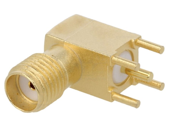 Conector SMA mamă 90&deg; PTFE aurit