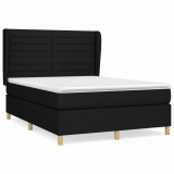 Cumpara ieftin Pat box spring cu saltea, negru, 140x190 cm, textil