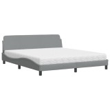 Cumpara ieftin Pat cu saltea, Dover, gri deschis, 180x200 cm, material textil