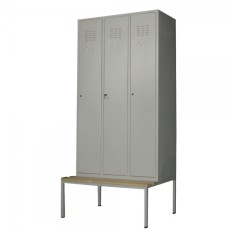 VESTIAR METALIC CU 3 USI SI BANCUTA, 889x700x2200 mm (LxlxH), ECO+