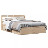 Cumpara ieftin Cadru de pat cu tăblie, 135x190 cm, lemn masiv de pin