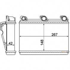 Radiator Incalzire BMW Seria 5 E34, 06.1987-01.1997, 518g, 518i, 520i; 525i, 525i/ix; 530i; 535i; 540i; benzina, versiunea fara filtru polen, alumini