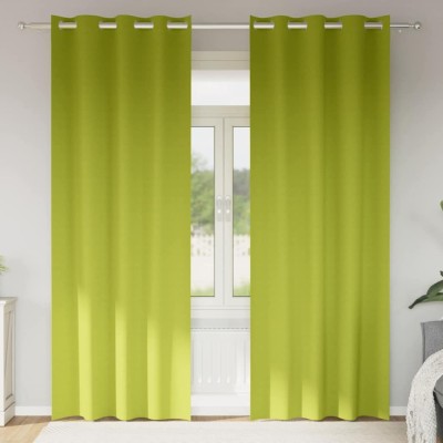 Perdele cu perdele 2 pcs Verde măr 245 x 140 cm Poliester foto