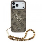 Husa pentru Apple iPhone 17 Pro Max, Guess, 4G Classic Logo with Pearl Strap, Maro