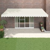 vidaXL Copertină retractabilă, crem, 5x3 m, textil și aluminiu 3154430