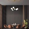 Candelabru modern, 8 globuri albe + 8 globuri de catifea neagra, dulie G9, culoare corp auriu, diametru 60cm, inaltime reglabila 1m