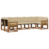 vidaXL Set de canapele de exterior cu pernă 7 pcs Natural și Bej 3382197