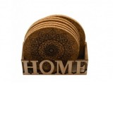 Set 6 Suporturi Pahar Flower Coaster Home Love, D5cm