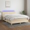 vidaXL Pat cu arcuri, saltea și LED, crem, 140x190 cm, textil 3133794