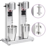 VidaXL Mixer de milkshake cu 2 vase, oțel inoxidabil, 2 L 51086