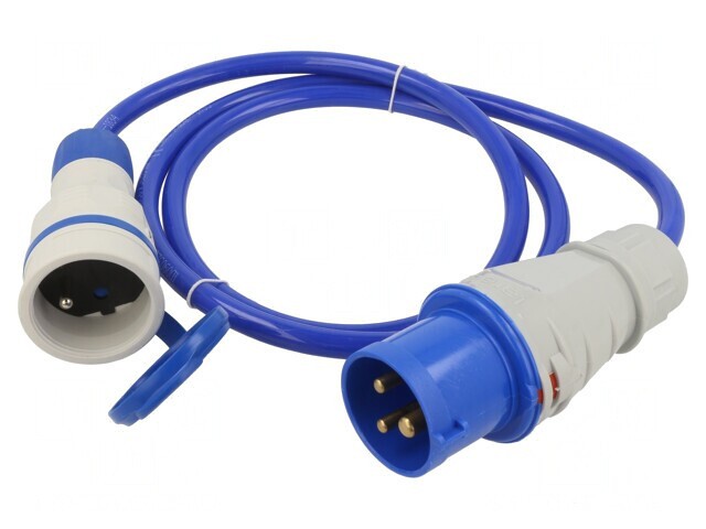Prelungitor alimentare 1,5m albastru 3x2,5mm2