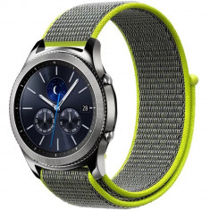 Curea ceas Smartwatch Samsung Gear S2, iUni 20 mm Soft Nylon Sport, Gray-Electric Green foto