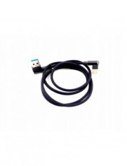 Cablu de incarcare USB-A, 1 m, 90 de grade, negru foto