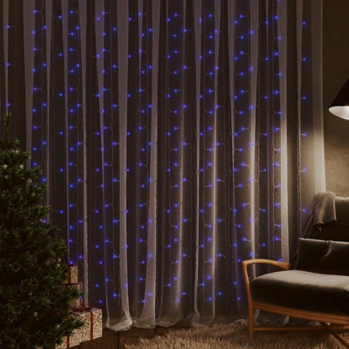 vidaXL Instalație lumini tip perdea 300 LED albastru 3x3 m 8 funcții 328930