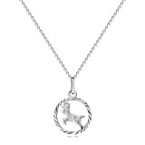 Lanț lucios și pandantiv realizat din argint - zale netede, model semn zodiacal Berbec