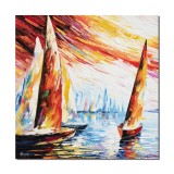 Tablou pictat manual, Cursa veliere, 50x50cm ulei pe panza in cutit efect 3D, gata de agatat pe perete